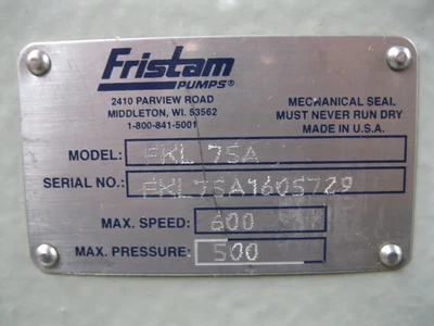Used Fristam FKL75A Pumps New Hampshire US | Bitter End Trading #1452804