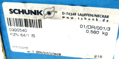 NEW SCHUNK PZN 64/1 IS 3 FINGER CENTRIC GRIPPER PZN641IS