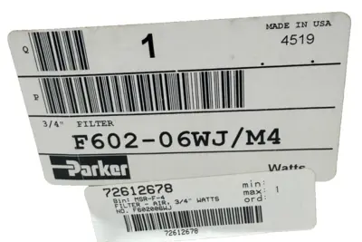 NEW PARKER F602-06WJ/M4 PNEUMATIC FILTER 3/4" F60206WJM4