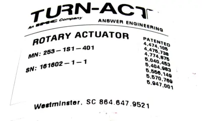 NEW TURN-ACT 253-1S1-401 ROTARY ACTUATOR 2531S1401