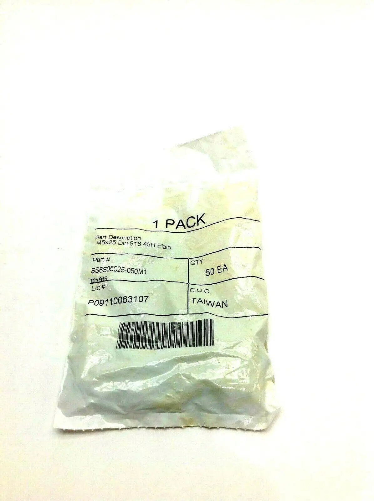 SS6S05025-050M1 | M5x25 Din 916 45H Plain Socket Set Screw Cup Point LOT OF 50 - New