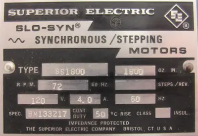 NEW SUPERIOR ELECTRIC SS1800 STEPPING MOTOR