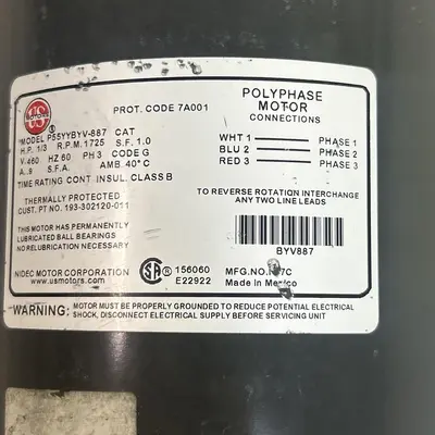 Used US MOTOR P55YYBYV-887 Industrial Controls Ohio US | Surplus Asset Holdings #1295319