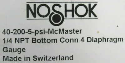NEW NOSHOK 40-200-5 PRESSURE GAUGE 5 PSI 1/4" NPT 402005
