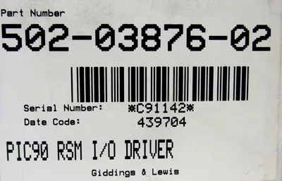 NEW GIDDINGS & LEWIS 502-03876-02R4 DRIVER PIC90 RSM I/0 DRIVER 5020387602R4