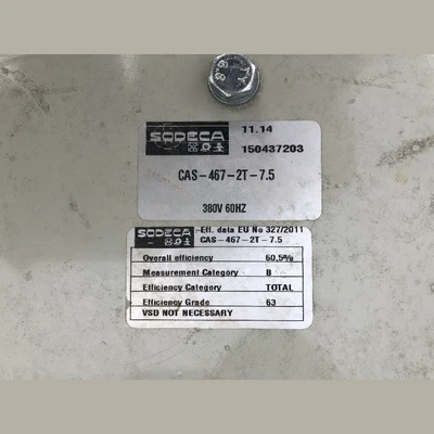 Sodeca CAS-467-2T-7.5 Turbo Blowers