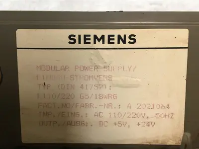 USED SIEMENS SIEMENS MODULAR POWER SUPLLY E110/220 G5/18WRG