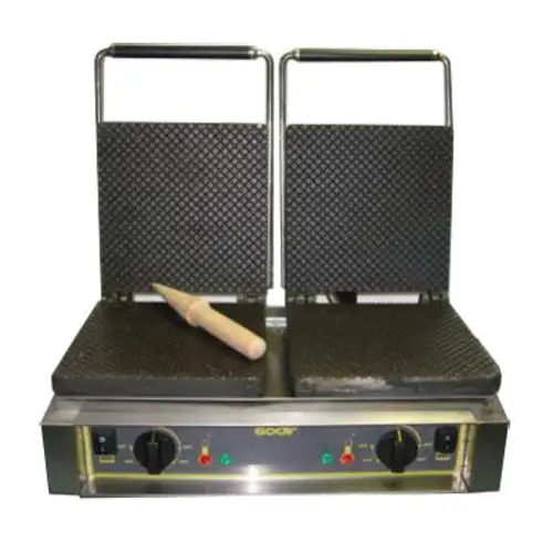 Equipex GED40 Double Cone Waffle Baker w/ Drip Tray - Stainless, 220v/1ph