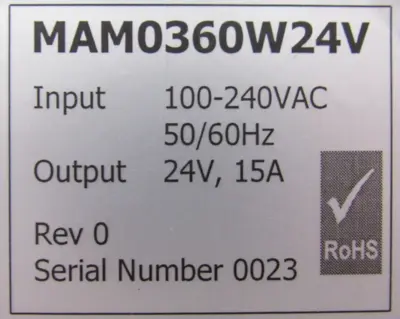 NEW APS MAM0360W24V POWER SUPPLY MG24-15C G24-15A