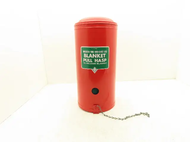 Fite Rite Wool Fire & First Aid Blanket Wall Mount Holder Red Metal Canister