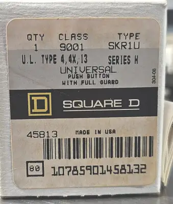 Square D 9001 SKR1U Ser H PUSH BUTTON WITH FULL GUARD. Loc4B-17