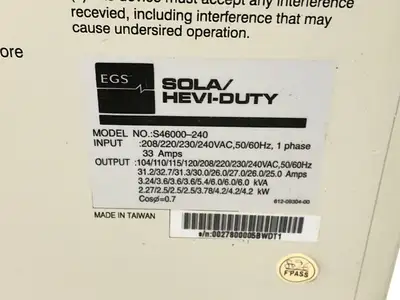 Used Sola/Hevi-Duty S46000-240 Miscellaneous MRO Michigan US | Maverick Industrial Sales #1394439