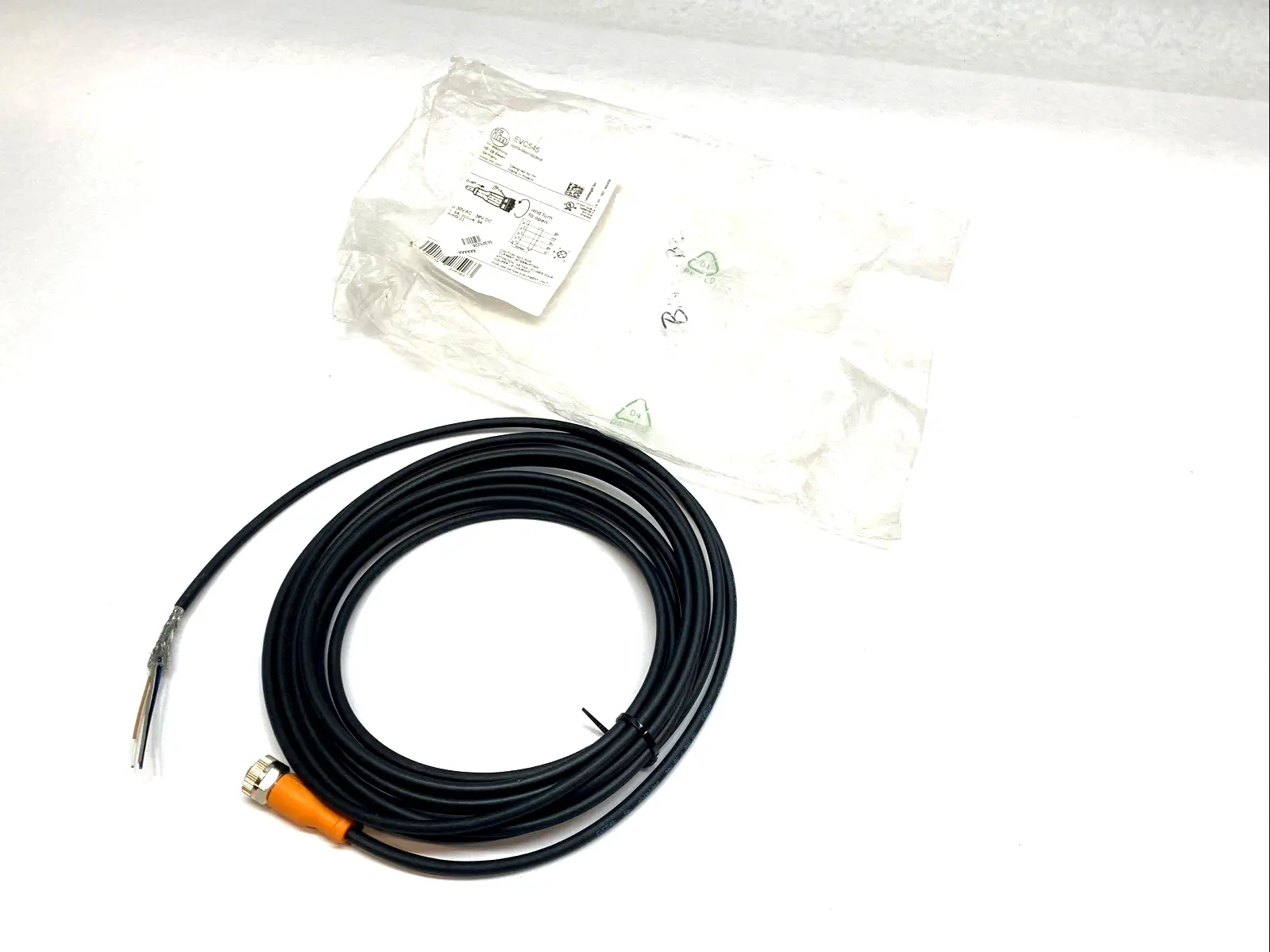USED IFM M12 SENSOR CABLE 5-PIN FEMALE SHIELDED EVC5455 5M