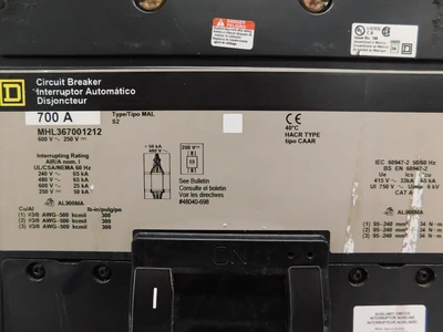 Used Square D MHL367001212 Circuit Breakers Ohio US | Equipment Recovery Corp. #1331070