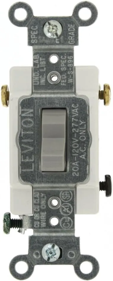 Leviton Gray 1223-SGY 20-Amp 120/277-Volt Toggle 3-Way AC Quiet Switch