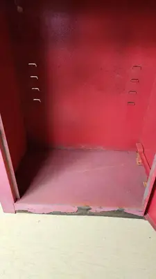 Red Metal Storage Cabinet with Shelving 22.5" tall