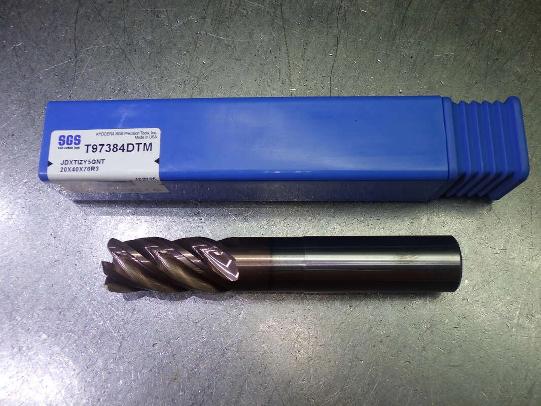 Kyocera/SGS 20mm Coolant Thru Carbide CR Endmill 3mm R T97384DTM (LOC3262)