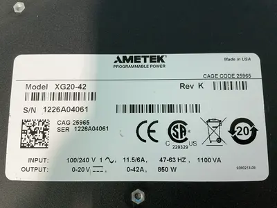 Used AMETEK XG2042 DC Power Supplies Ohio US | HGR 24 #1463457