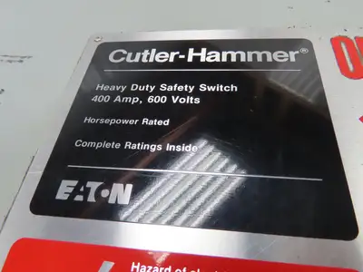 Eaton Cutler Hammer DH365UDK Non Fused Safety Disconnect Switch 400A 600V 3Ph