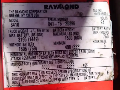 USED THE RAYMOND CORPORATION 8410
