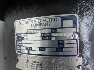 US Motors Vertical Pump Motor 25Hp 460V 3Ph 286UPHZ 1770RPM DP Spina Rebuilt