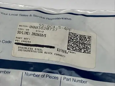 SS-QC4-S-4PF | Swagelok  Instrumentation Quick Connect Stem 0.3 Cv 1/4" Female NPT - New