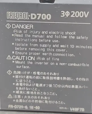Mitsubishi FR-D720-0.1K-60 Inverter drive D700 200V (BIN4.4.4)
