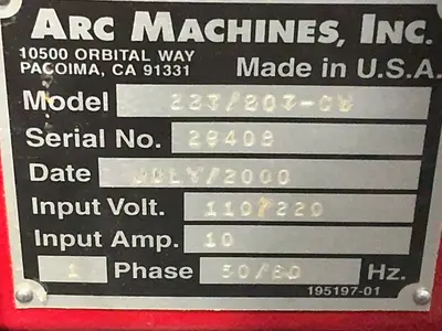 Used 2000 ARC MACHINES 227/207CW Welding Machinery (Other) Ohio US | HGR 24 #1548264