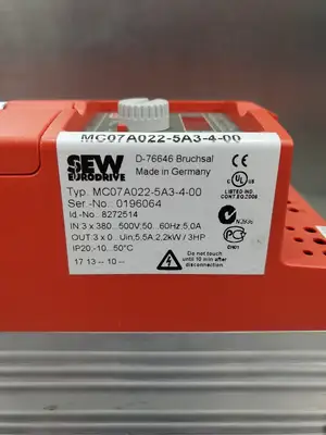 USED Sew-Eurodrive MC07A022-5A3-4-00 Inverter Drive, 3HP, 500V