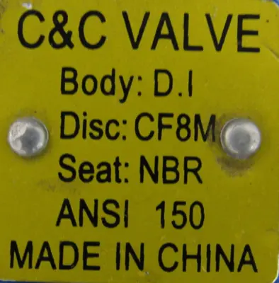 NEW C&C VALVE 3" BUTTERFLY VALVE