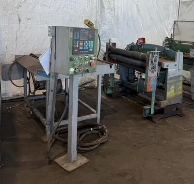 48” WIDE CUT-TO-LENGTH LINE: FAMCO SHEAR WITH FEED ROLL & AMS CONTROLS: STOCK #23384