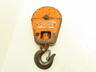 P&H Cleveland Tramrail 1 Ton Single Sheave Crane Hoist Swivel Hook Block 2000 Lb