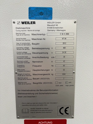 Used 2014 WEILER E50/2000 CNC Lathes Alberta CA | Legacy CNC Machinery, LLC #776036