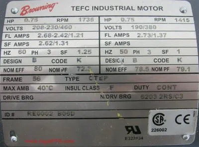 NEW BROWNING B06-G53973-N GEARMOTOR 3/4HP 31:1 105631106021 208-230/460V