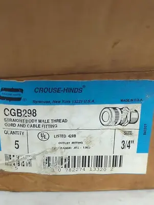 New | in-Stock CROUSE-HINDS CGB298 Miscellaneous Equipment (Electrical & Power) Ohio US | Surplus Asset Holdings #1425102