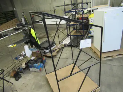 Welded Black Metal Frame Built to Fit Onto Pallets with Angled Roof - Perfect for Projects