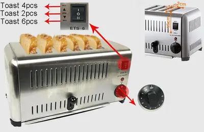 Commercial Portable Electric 6-slice Bread Toaster Machine Stainless Steel 220V