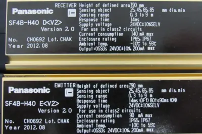 NEW PANASONIC SF4B-H40 EMITTER & RECEIVER LIGHT CURTAIN SET SF4BH40