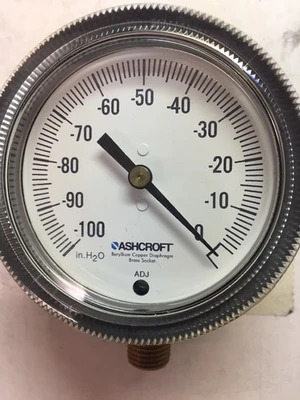 Ashcroft Low Pressure Gauge 1YA-15229-029 Range:100IWV New in Box