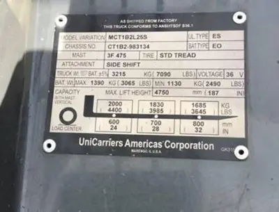 USED 2017 UNICARRIERS BXC50N