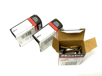 USED MASTER LOCK BLUE LAMINATED STEEL SAFETY PADLOCK, 1-9/16IN (40MM)
