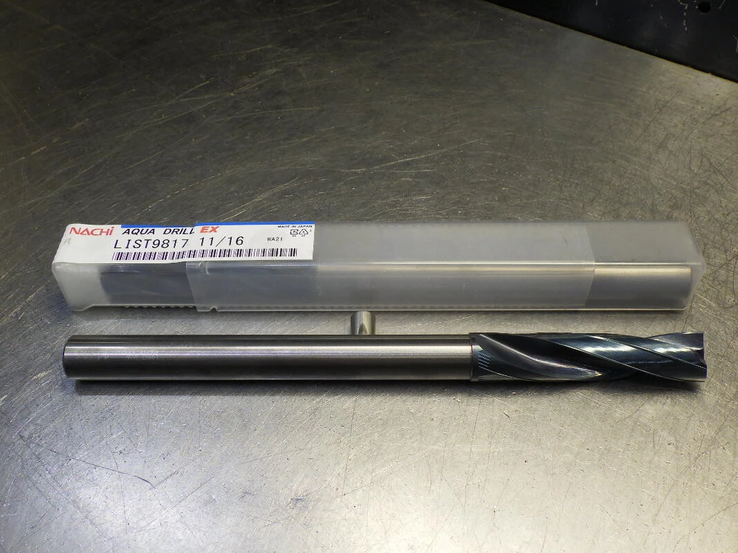 Nachi Aqua EX 11/16 Carbide Flat Bottom Drill 16mm Shank AQDEXOH10D1180 (LOC3264)