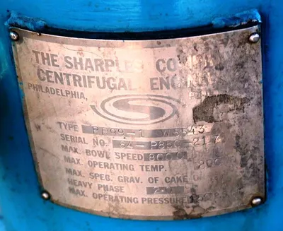 Sharples P850 vertical decanter centrifuge, 316SS.