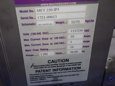 USED MULTIFEEDER TECHNOLOGY MFT 250 IP3