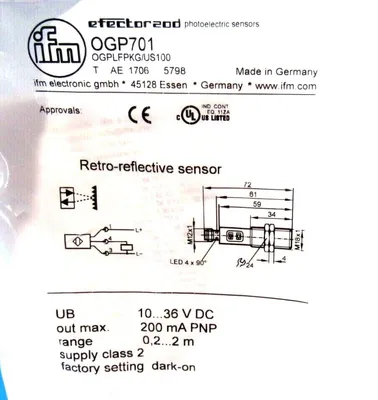 NEW EFECTOR OGPLFPKG /US100 SENSOR OGP701 OGPLFPKGUS100