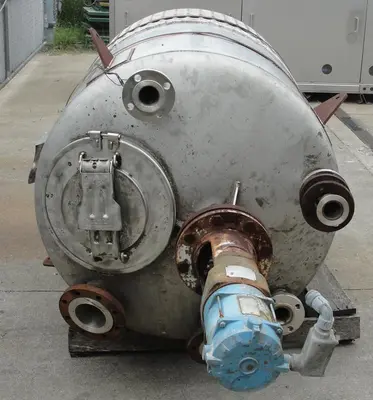 SPC5860  Tank 250 gallon vertical tank, Stainless Steel, 25 psi @ 350° F internal, 125 psi @ 350° F half jacket, .75 hp agitator, conical
