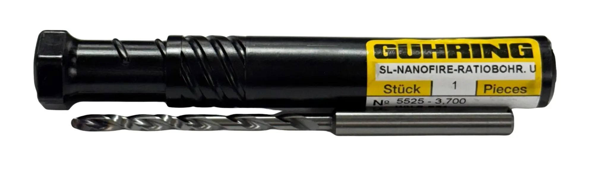 Guhring 3.7mm Solid Carbide Drill 12xD nano-FIREX Coolant Thru 140 Deg