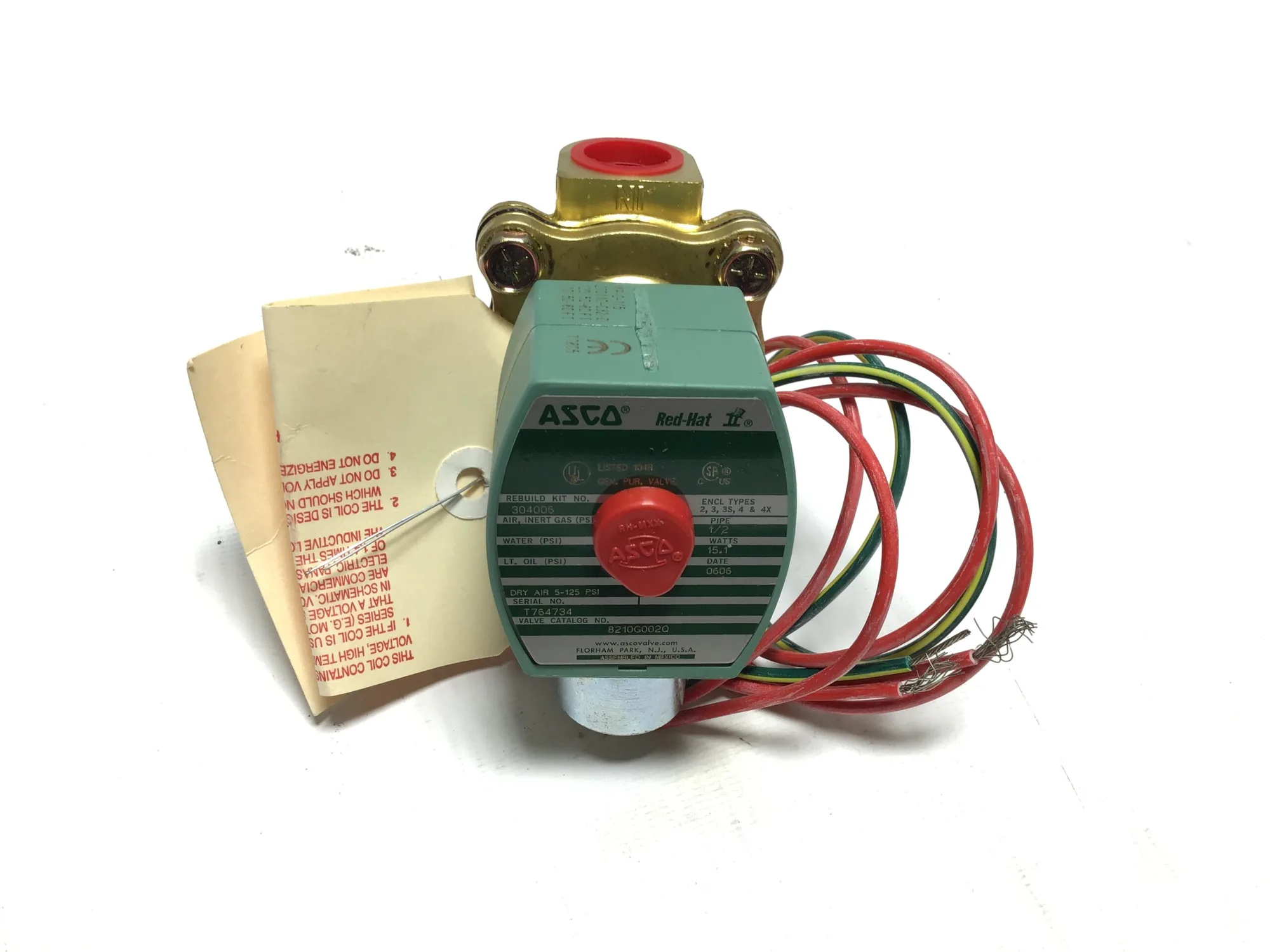 ASCO 8210G002Q Red Hat Solenoid Valve 1/2″ NPT 15.1 Watts
