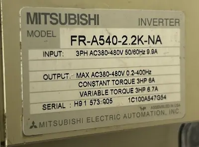 USED MITSUBISHI ELECTRIC FR-A540-2.2K-NA