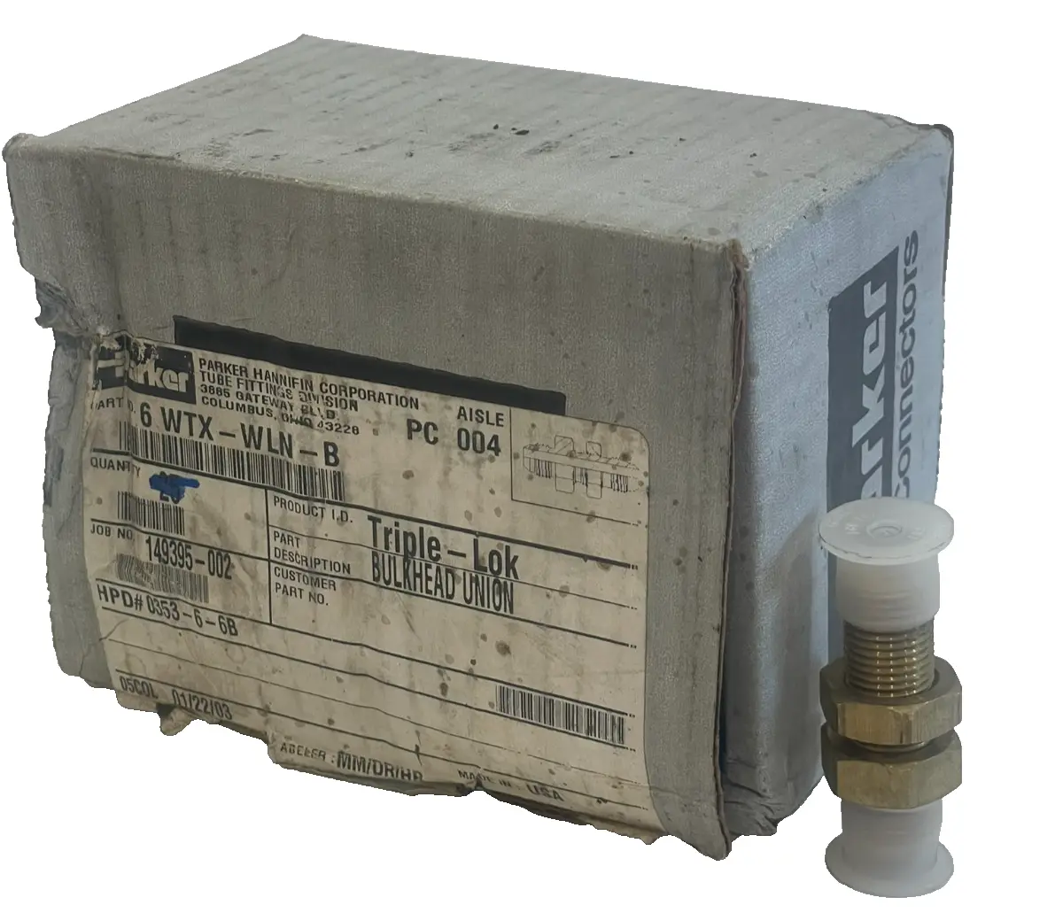 NEW 22 COUNT PARKER 6WTX-WLN-B BULKHEAD UNION 6WTXWLNB